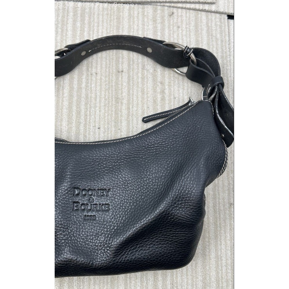DOONEY & BOURKE 1975 Pebbled Leather Hobo Classic Vintage Shoulder Bag Black VGC - Picture 2 of 12
